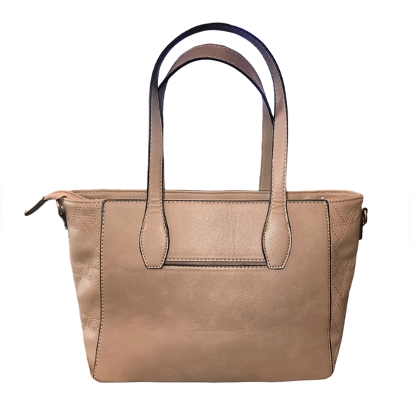 Adrienne Vittadini Taupe Vegan Leather Quilted Crossbody Tote Bag 14"X9"X5.5" - Picture 3 of 10